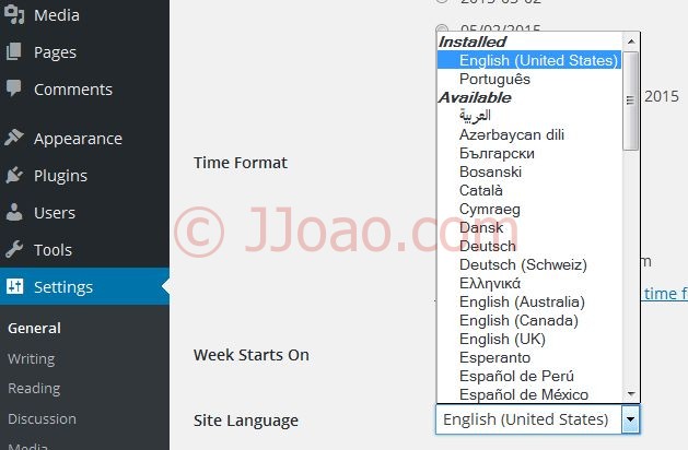 Mudar idioma do wordpress ingles para portugues